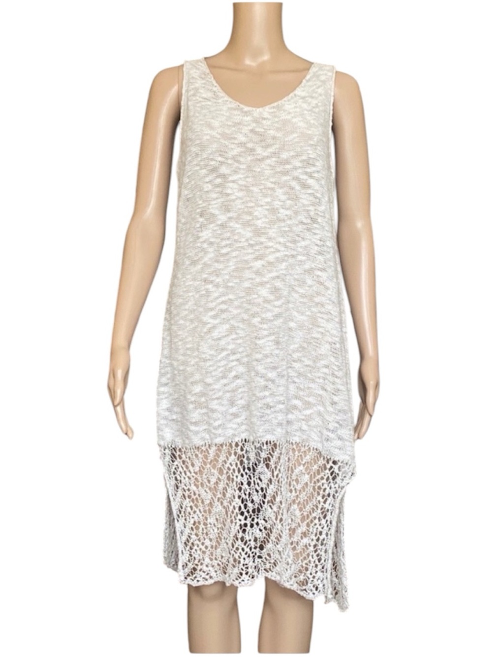 Stella Carakasi Split-Back Knit Sleeveless Dress Tunic Sweater Cover-Up Size L